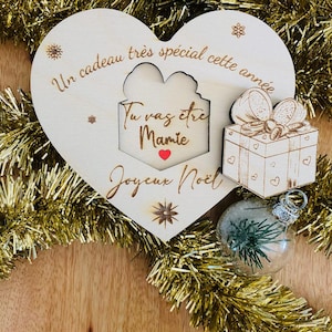 Coeur en bois d'annonce de grossesse, un superbe cadeau personnalisé pour la belle des annonces