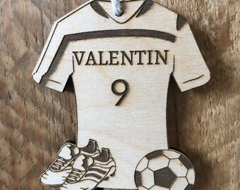Wooden football gift, personalized wooden football jersey / gift idea for football fan, footballer, decorative accessory