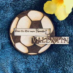 Surprise request for godfather/godmother personalized wooden soccer ball, will you be my godfather/will you be my godmother? Wedding witness