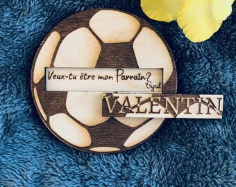 Surprise request for godfather/godmother personalized wooden soccer ball, will you be my godfather/will you be my godmother? Wedding witness