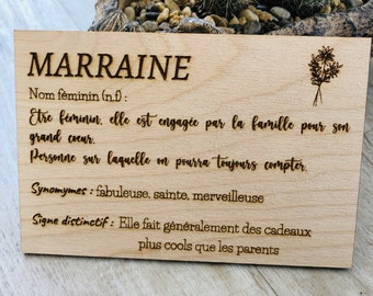 Piccola targa in legno personalizzabile per la madrina / idea regalo originale per la madrina