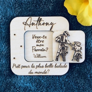 Personalized wooden motorcycle godfather/godmother surprise request, do you want to be my godfather/do you want to be my godmother? Small original box