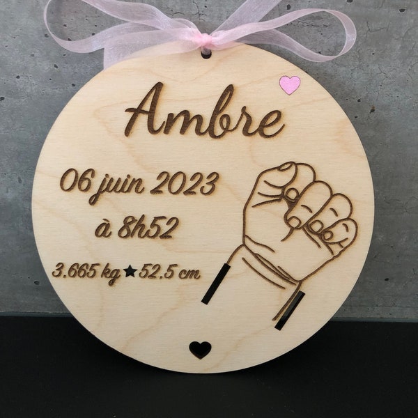 Plaque décoration bracelet de naissance, idée cadeau de naissance / cadeau original pour bébé