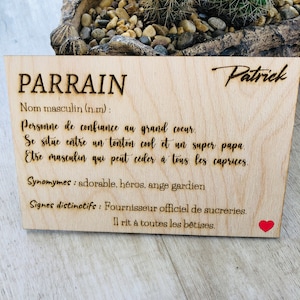 Petite pancarte personnalisable en bois Parrain / idée cadeau original Parrain