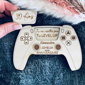 Carte anniversaire personnalisée, en forme de manette, en bois, décoration originale pour une belle occasion
