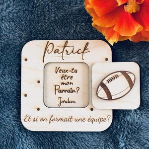 Personalized wooden Rugby godfather/godmother surprise request, do you want to be my godfather/do you want to be my godmother? Small original box