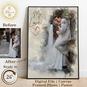 Custom Watercolor Portrait from Photo, Wedding Anniversary Gift