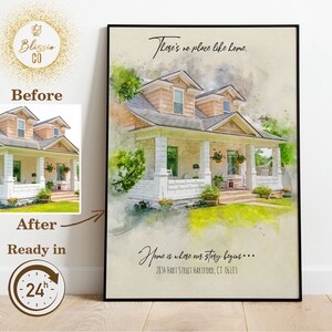Ritratto di casa ad acquerello personalizzato, pittura di casa, regalo personalizzato di inaugurazione della casa, regalo per la prima casa, regalo di chiusura per agente immobiliare, regalo per la casa dei genitori