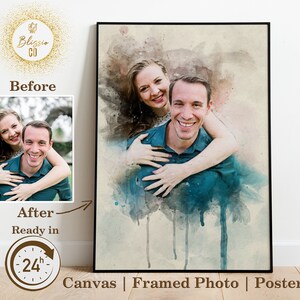 Custom Watercolor Couple Portrait | Anniversary Painting from Photo