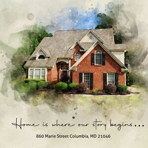 Custom Watercolor House Portrait, House Painting, Personalized Housewarming Gift, First Home Gift, Realtor Closing Gift, Parental Home Gift