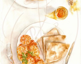 honey & citrus- watercolour painting