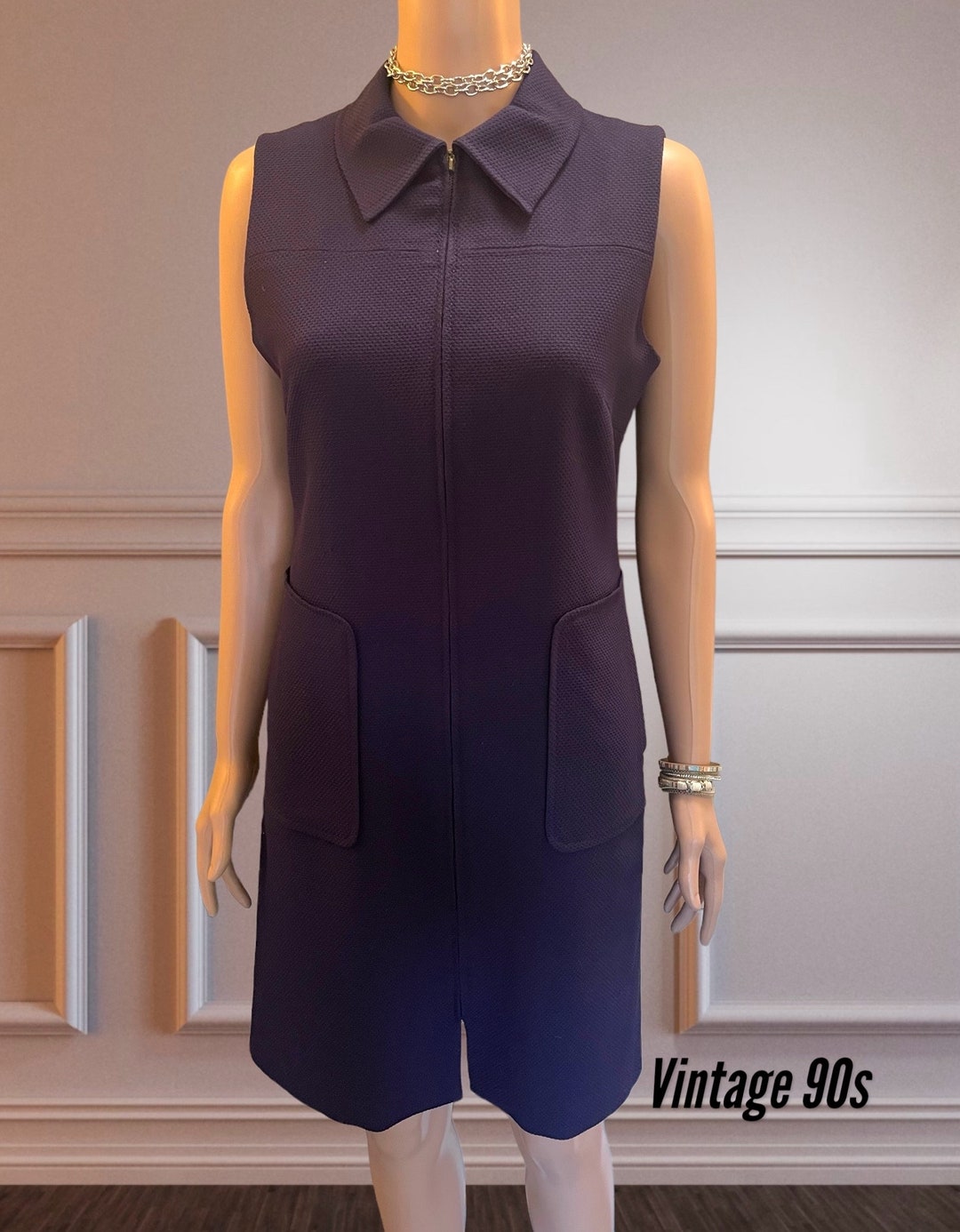 Vintage 90s Mod Style Dress Mauve Purple Size Medium - Etsy
