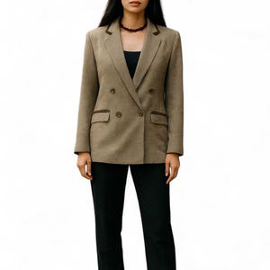 Chaqueta vintage de los años 70, chaqueta de tweed, chaqueta clásica de sastre de color marrón verdoso, talla pequeña