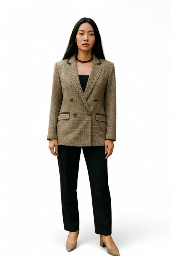 Vintage 70s Jacket Tweed Jacket Green Brown Classic Tailored