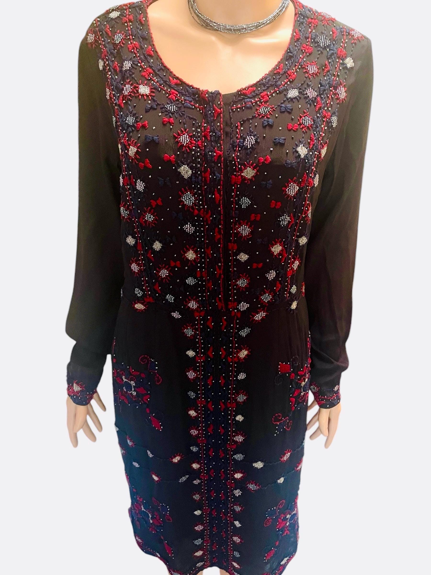 antik batik beaded dress Bibi Short Dress Viscose Crepe & Beads, Navy