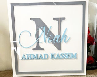 Name stand. Acrylic name. Layered Acrylic Kids Names, Bomboniere centrepiece, Kids Name centrepiece, Kids Name Decor