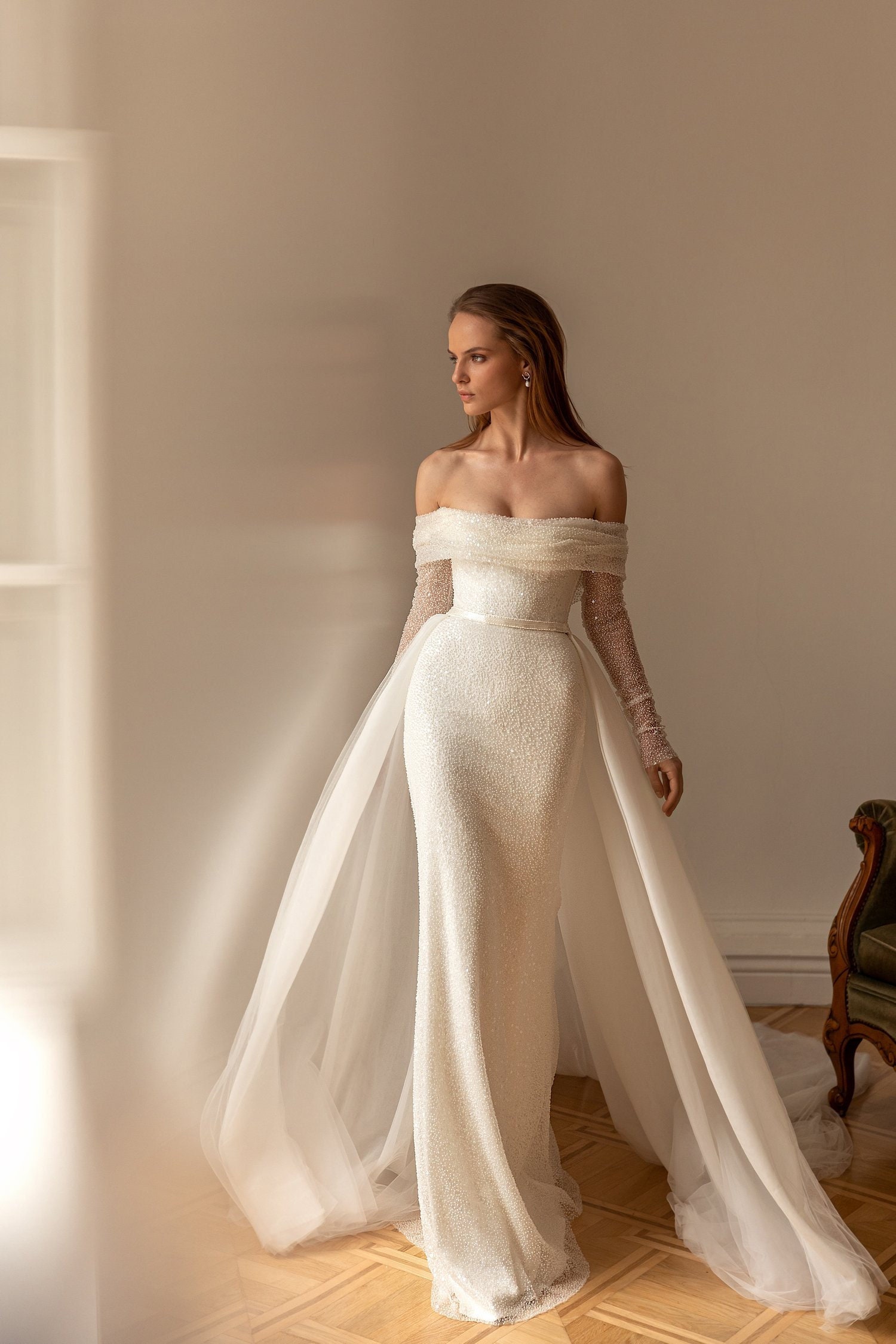 Mermaid One Shoulder Ruffle Wedding Dress With Tailored Beads, Crystal  Embellishments, Ruffles, And Sweep Train Plus Size Bridal Gown From  Dresstop, $300.71