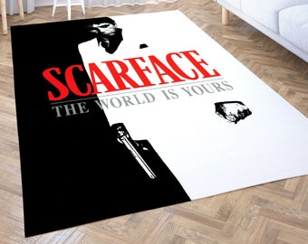 Scarface Rug, Tony Montana Rug, Scarface Alfa Letra, Charming Scarface, Non-slip Rug, Rug for Living Room, Personalized Gift, Modern Rug
