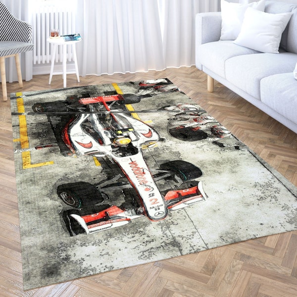 Formula 1, Auto Sport Rug, Racing Car Rug, Red Bull, Sports Rug, Silverstone, F1 Car Rug, Formula 1 Pattern Rug, Pit Stop, F1 Pencil Drawing