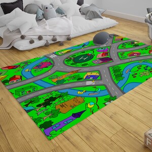 Kinderzimmer Teppich, Kinderzimmer Teppich, Kinderzimmer Deko, Geschenk für Kinder, Lernteppich für Kinder, Stadtplan Teppich, Nordischer Teppich, MusterTeppich