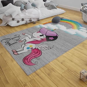 Unicorn Rug, Rainbow Unicorn Rug, Kids Room Rug, Design Rug, Popular Rug, Kids Rug, Nursery Decor, Little Pony Rug, Cute Rug, Colorful Rug