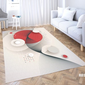 Rare Bauhaus Style Carpet, Office Room Decor, Red Home Decor, Abstract Carpet, Bauhaus Rug, Scandinavian Style Carpet, Exhibition Poster Rug
