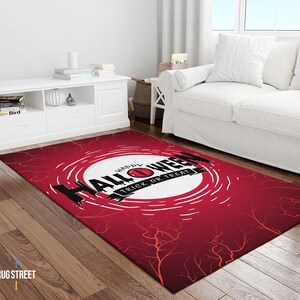 Halloween Rug, Fantastic Rug, Happy Halloween, Minimalist Rug, Horror Rug, Pumpkins Pattern Rug, Halloween Decorative Rug, Red Rug