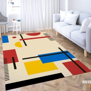 Bauhaus Rug, Bauhaus Design Carpet, Minimalist Home Rug, Abstract Home Decor, Trend Floor Mat, Rug For Living Room, Mid Century Rug