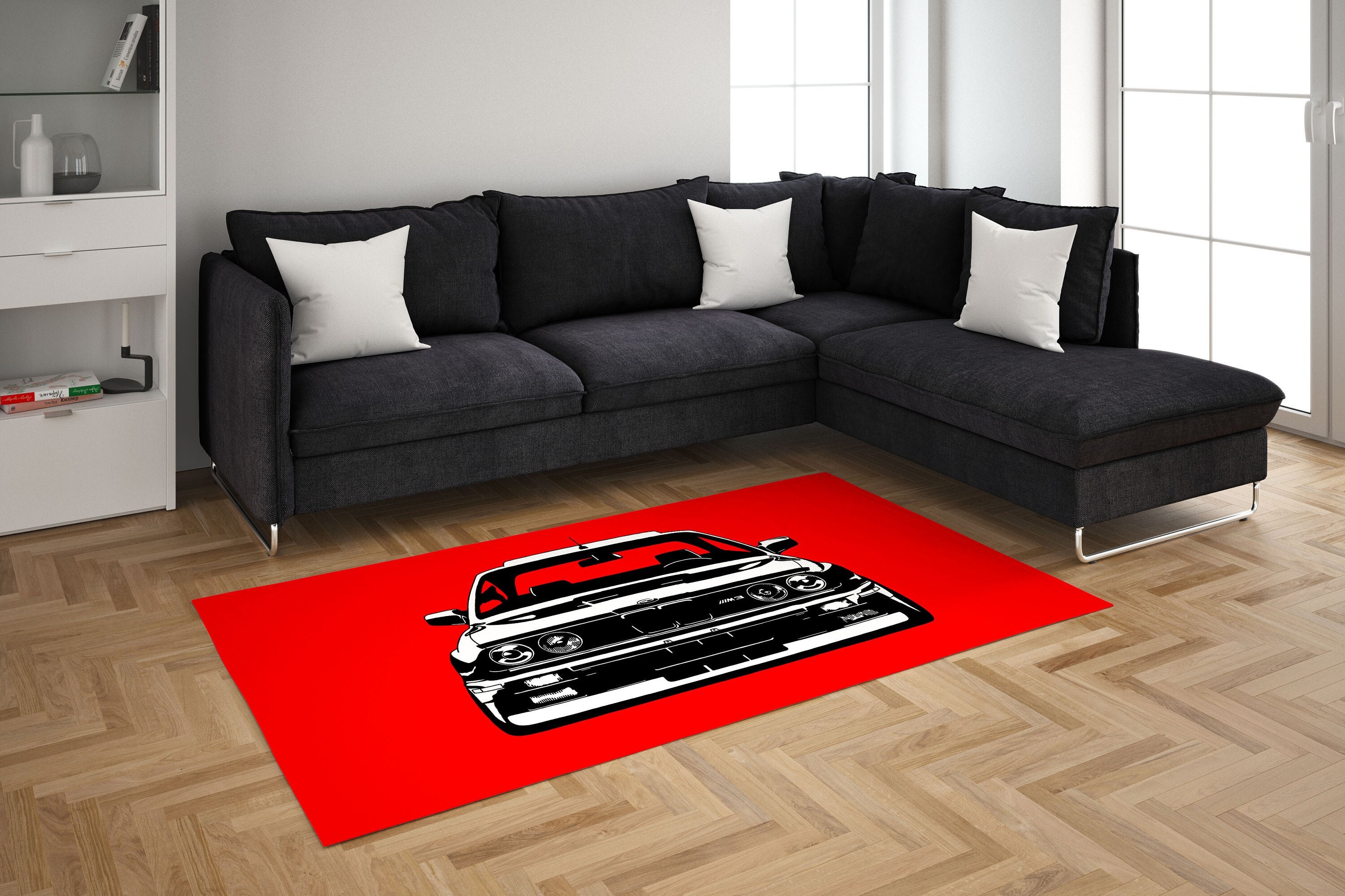 BMW E30 Rug Legend Car Rug Garage Rug Garage Decor Office Rug Auto Rug Legend Auto Gift For Car Lovers Red Rug BMW E30 Art