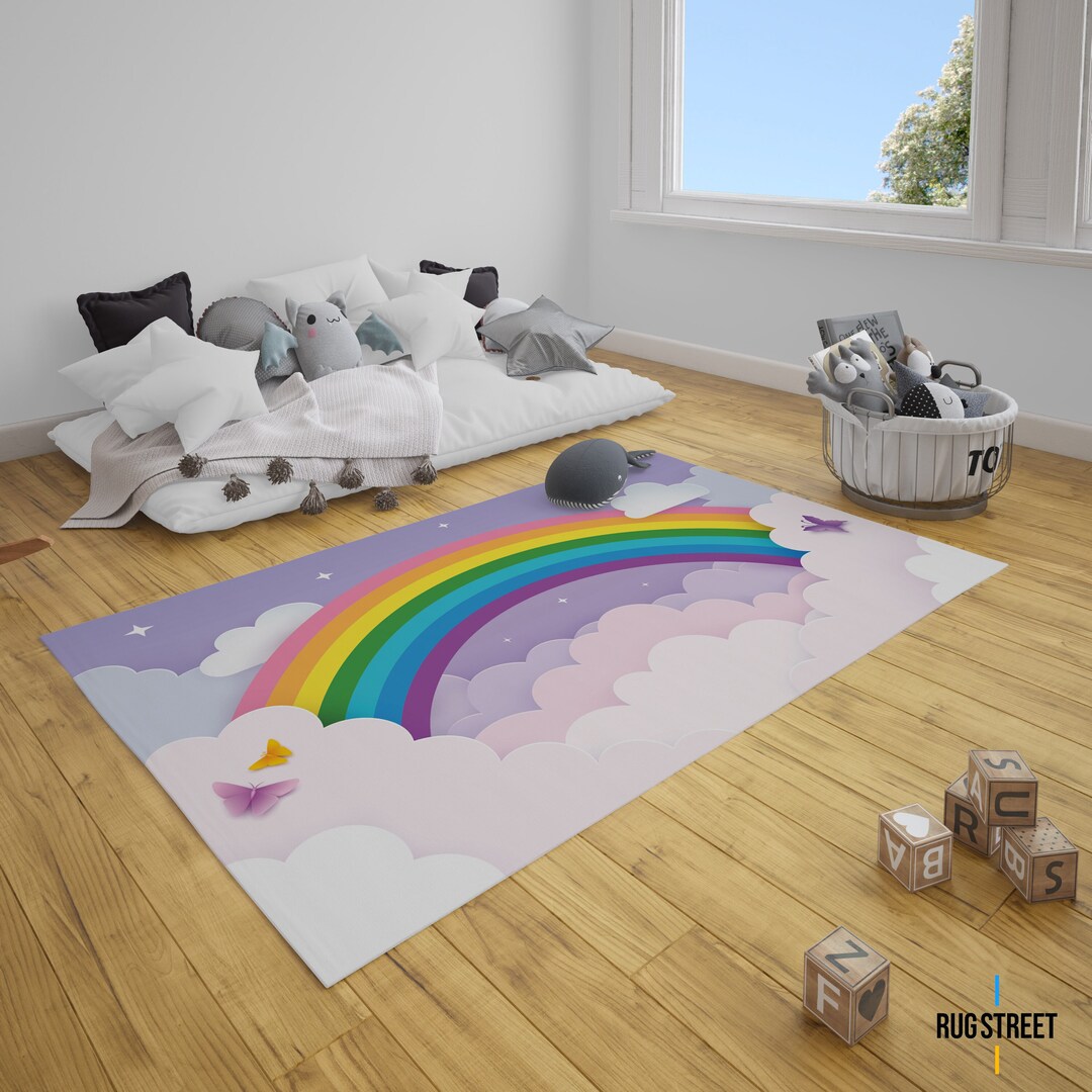 Rainbow Rug, Rainbow Design, Nursery Rug, Rainbow Kids Rug, Play Mat