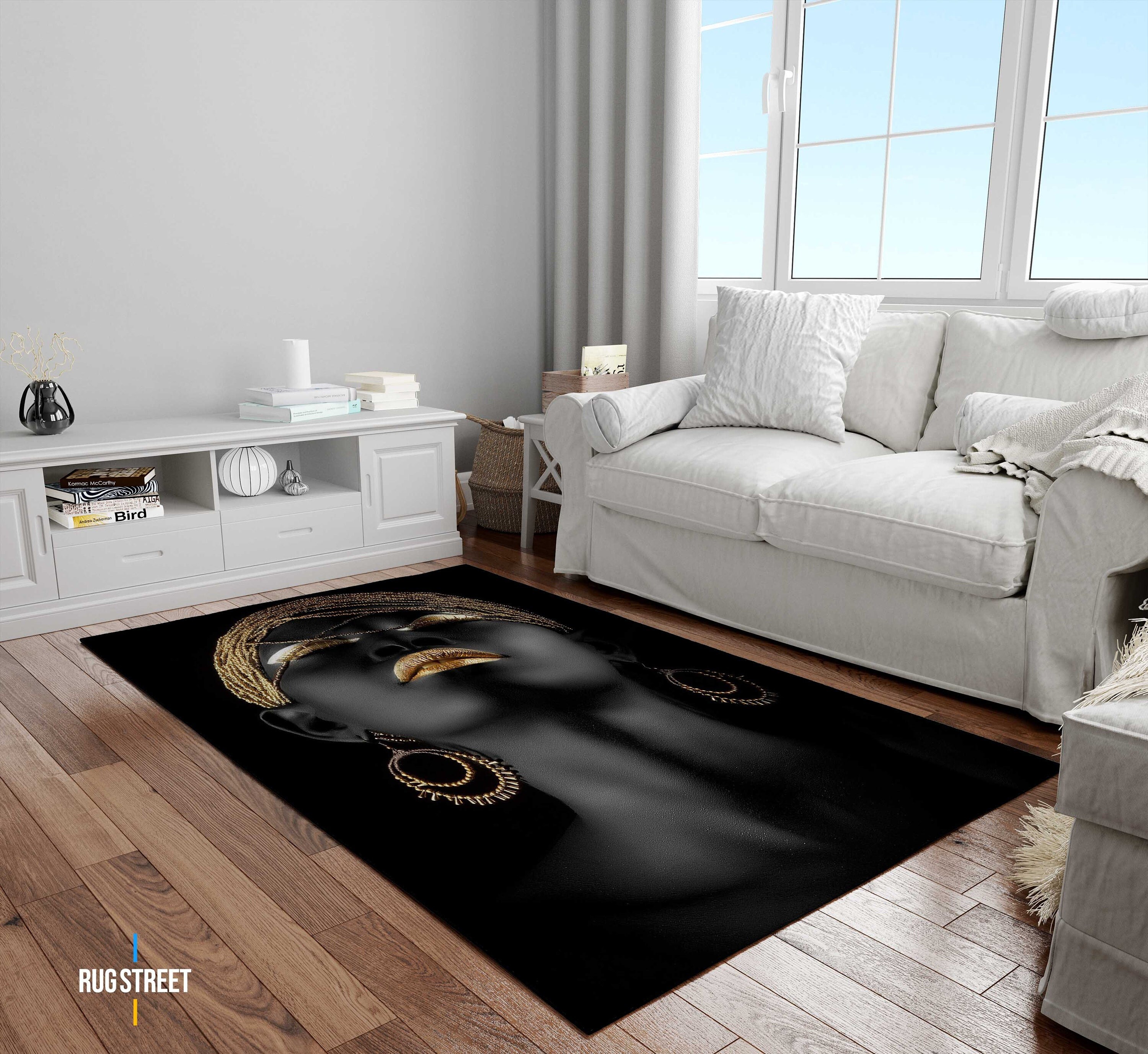 Black Woman Themed Rug, Gold Rug, Office Rug, Personalized Rug, Cool ...