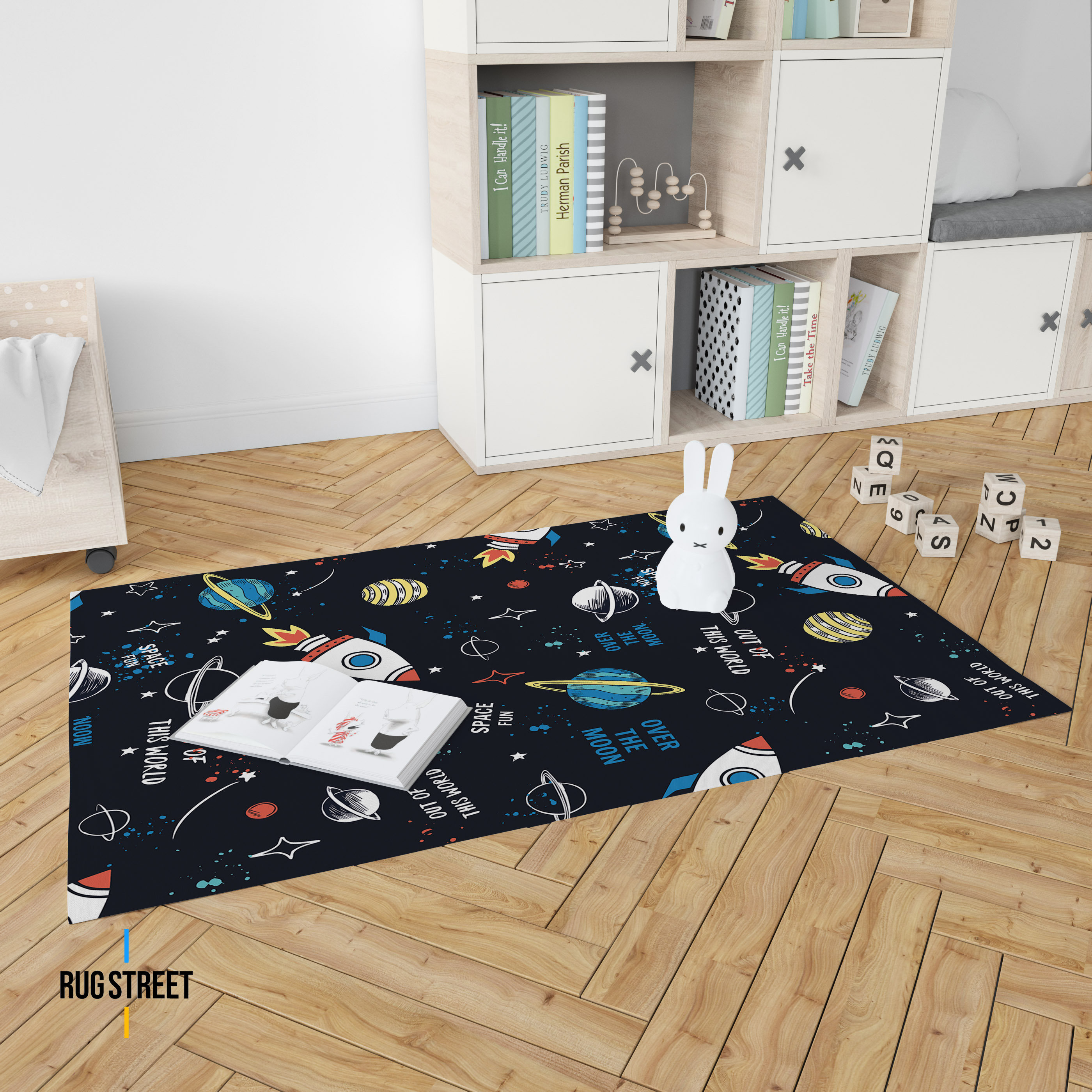 Discover Galaxy Rug, Space Pattern Rug, Planet Rug, Children's Favorite Rug, Kids Game Rug