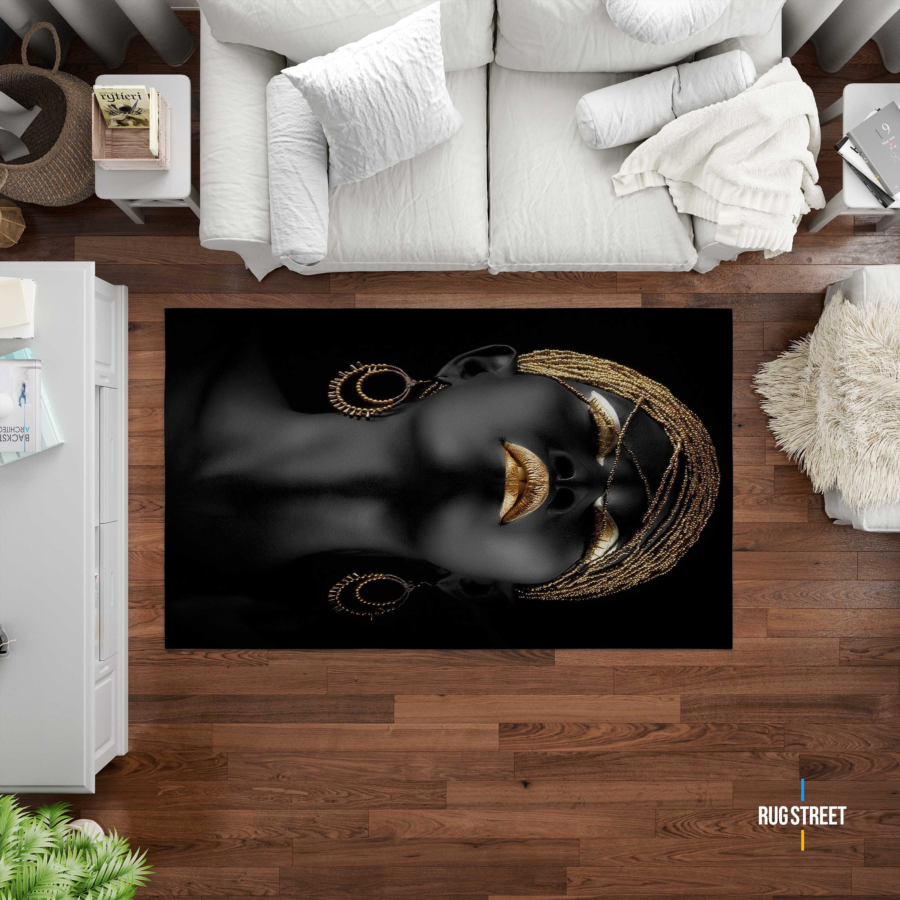 Lady Rugs Black Woman Themed Rug, Gold Rug, Office Rug, Personalized Rug, Cool ...