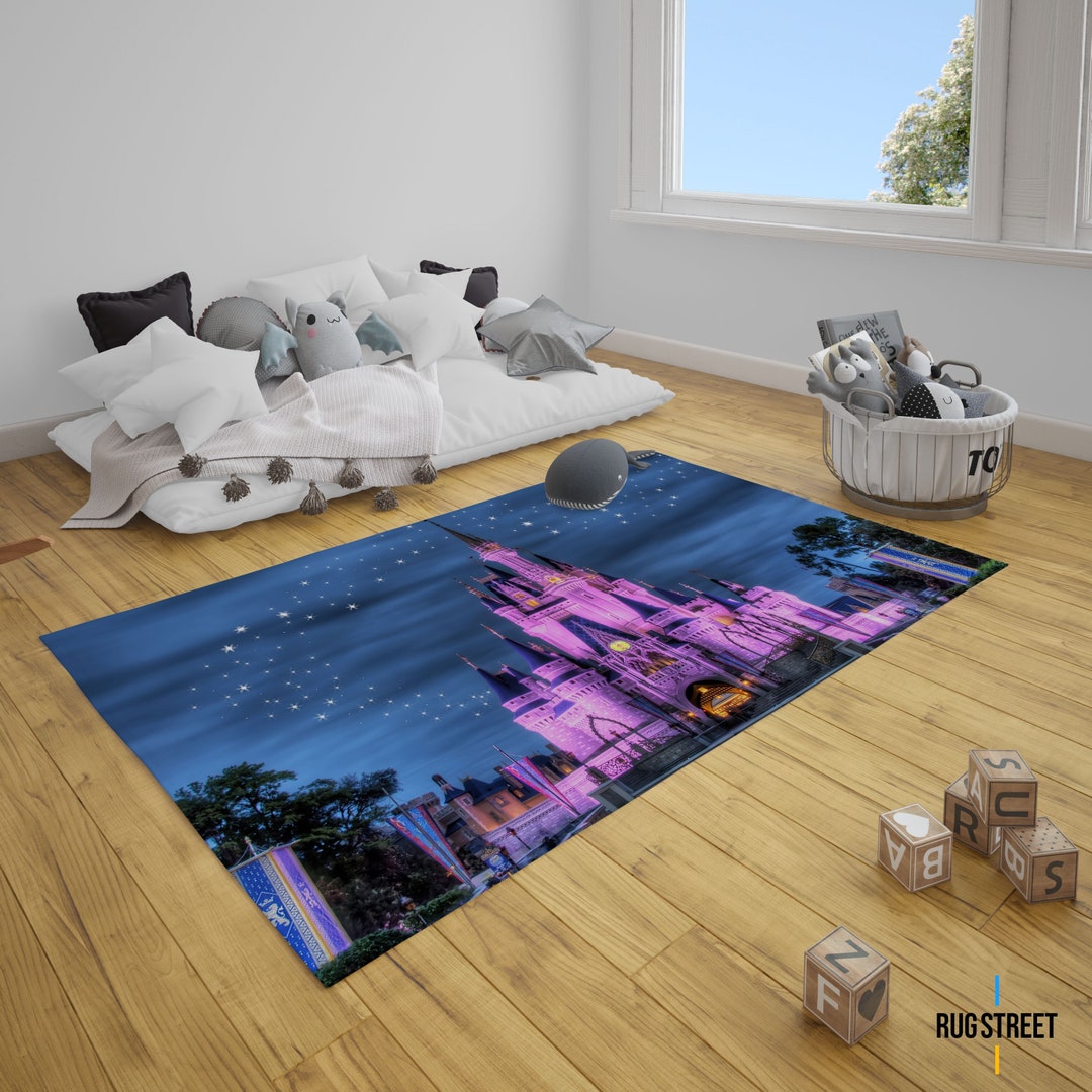 Disney Rug Cinderella Castle Rug Disneyland Decor Castle Etsy