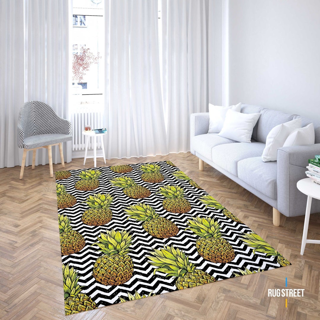 Pineapple Rug Wool Pineapple Pattern Rug, Fruits Rug, Rug for Living Room, Kitchen Rug ...