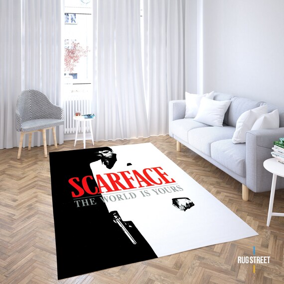Scarface Rug, Tony Montana Rug, Scarface Alfa Letra, Charming Scarface, Non-slip Rug, Rug for Living Room, Personalized Gift, Modern Rug