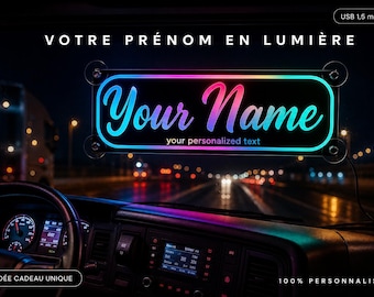 Personalized LED Truck Sign – Illuminated Name in Cab – Unique Trucker Gift – Truck Decoration with USB Remote Control