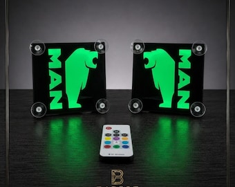 Customizable MAN LED lamp – Illuminated truck windshield sign – Truck cab decoration – USB truck accessory