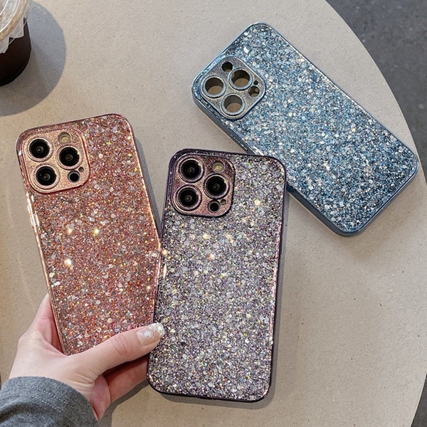 Bling Glitter Case,Phone Case For iPhone 15 14 13 12 11/15 Pro Max,Unique Crystal Phone Covers for Girls/Ladies,Shining light phone case