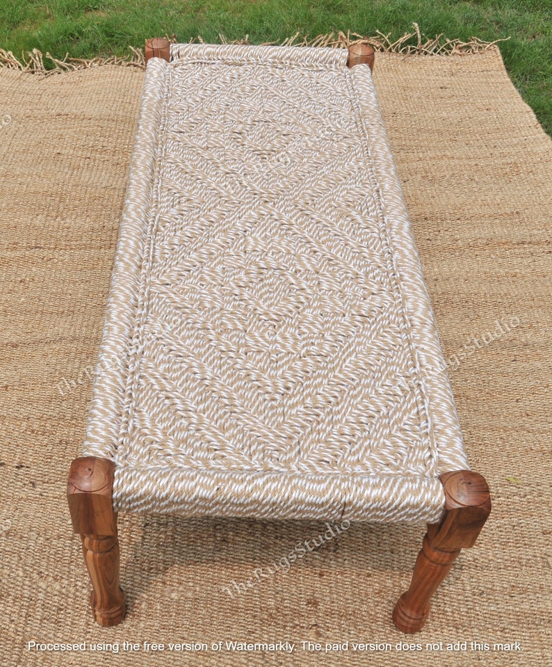Handmade Woven Bench Jute Cot Bench Sustainable Furniture Etsy