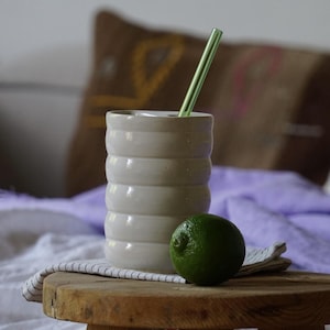 Handgefertigte Keramik Strohhalm Tasse, Reisebecher, Bubble Teetasse