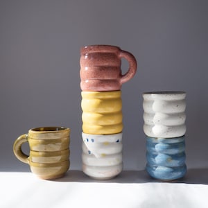 Espresso Cups, Ceramic Shot Glasses Handmade Bubble Mugs Ready to Ship image 1