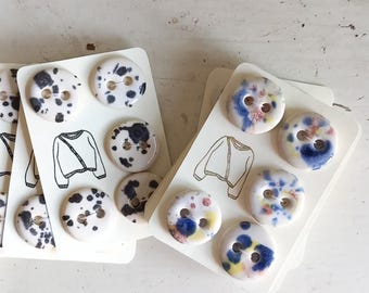 Handmade Ceramic Buttons (Set of 5): 21mm, for Clematis Sweater Chunky