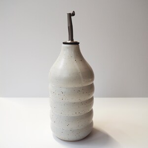 Handmade Ceramic Oil Cruet, Vinegar Dispenser Bottle, Kitchen Décor White