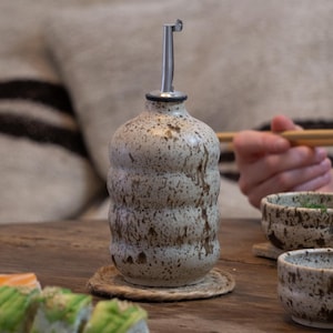 Handmade Ceramic Oil Cruet, Vinegar Dispenser Bottle, Kitchen Décor Quail Egg