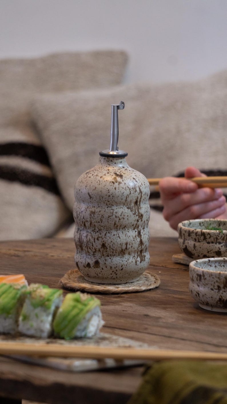 Handmade Ceramic Oil Cruet, Vinegar Dispenser Bottle, Kitchen Décor Quail Egg