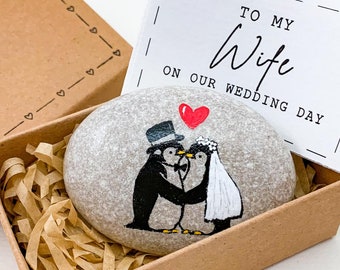 Personalized penguin bride gift from groom To my wife on our wedding Day of wedding gift for wife from husband to be Meaningful present New