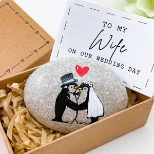 Gepersonaliseerde pinguïn bruid cadeau van bruidegom Aan mijn vrouw op onze bruiloft Dag van huwelijkscadeau voor vrouw van echtgenoot om betekenisvol cadeau te zijn