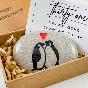 Personalized 31st wedding anniversary gifts for him 31 year anniversary present for her 31 years marriage gift for husband wife penguin card