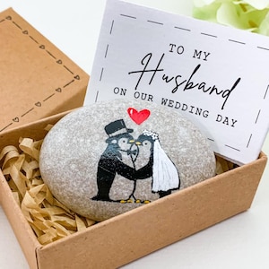 Personalisierte Pinguin Bräutigam Geschenk von der Braut an meinen Mann an unserem Hochzeitstag der Hochzeit Geschenk für Mann von Frau, um die Karte durchdacht zu sein